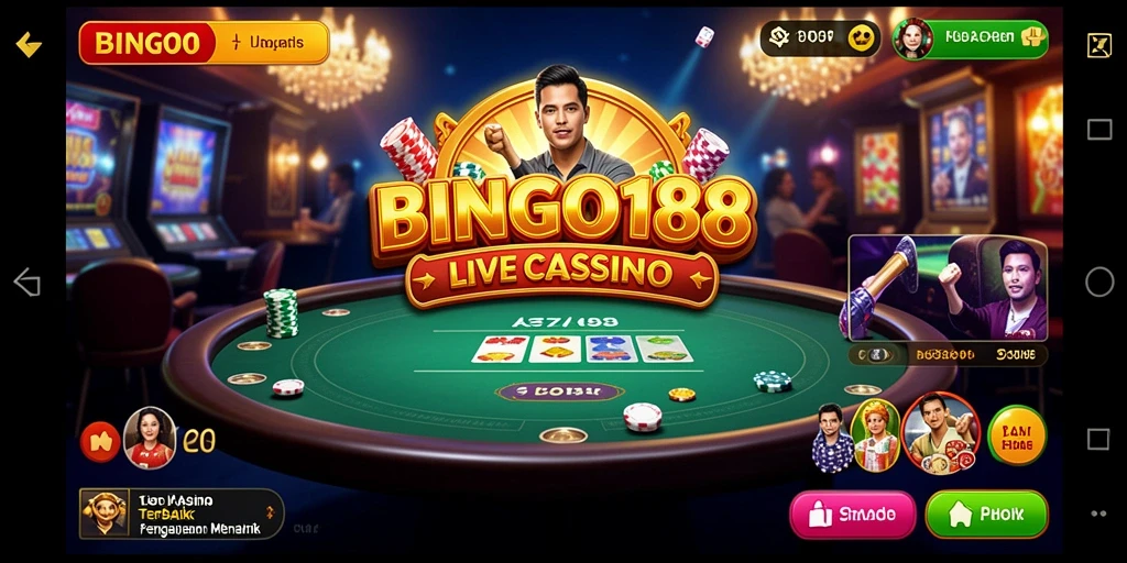 Screenshot BINGO188 menampilkan dealer langsung dan gameplay mendebarkan di Live Casino.