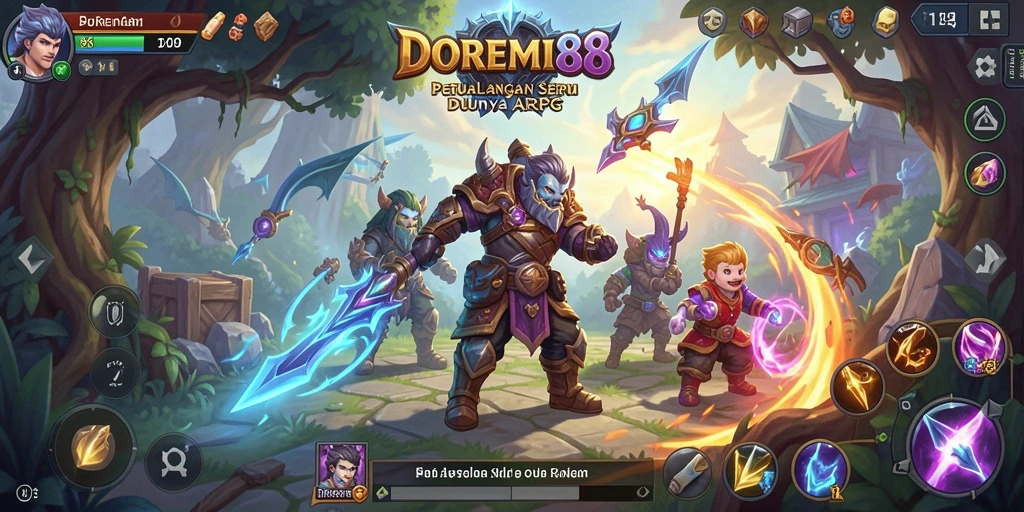 Tangkapan layar menggambarkan aksi seru dalam permainan ARPG DOREMI88.