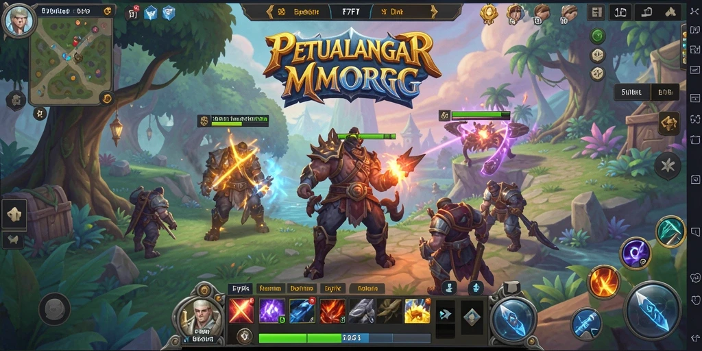 Screenshot dari gameplay F7F7 yang menampilkan pertempuran epik di dunia MMORPG.