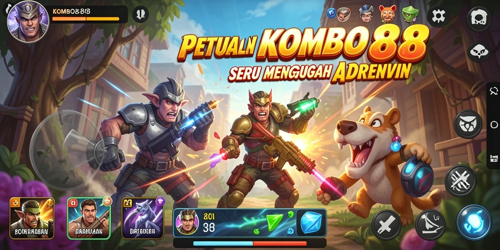 Tangkapan layar gameplay KOMBO88 menunjukkan aksi petualangan yang mendebarkan.