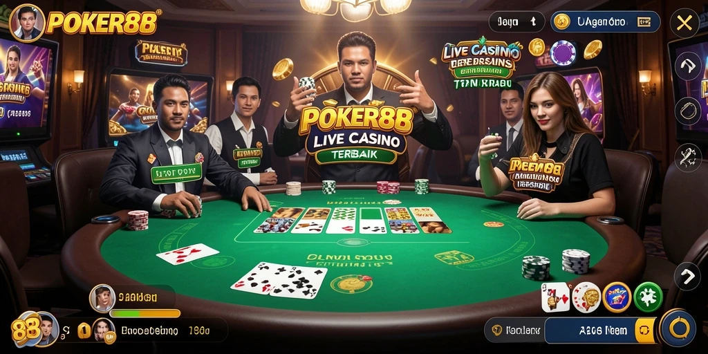 Gameplay POKER88 yang seru dengan dealer profesional di Live Casino.