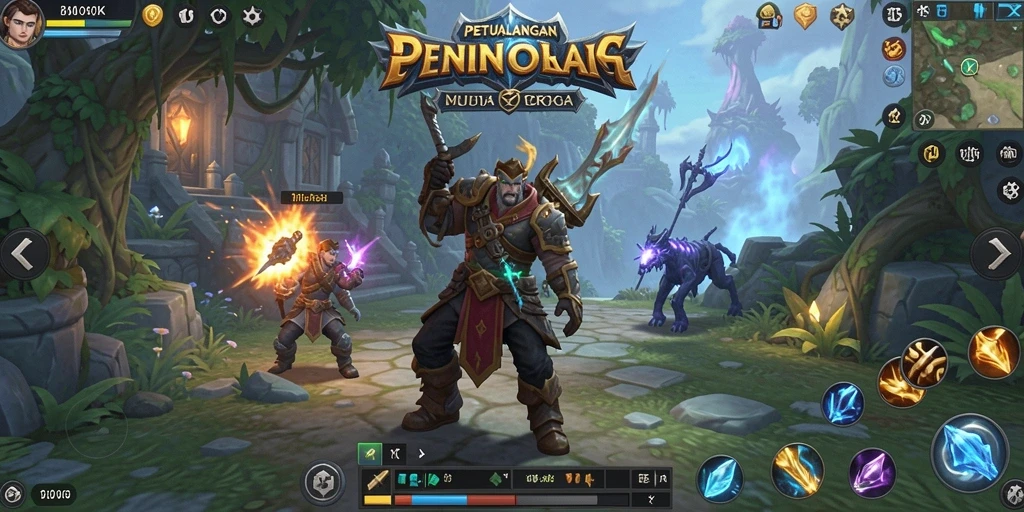 Tampilan permainan multiplayer yang menarik di dunia fantasi.