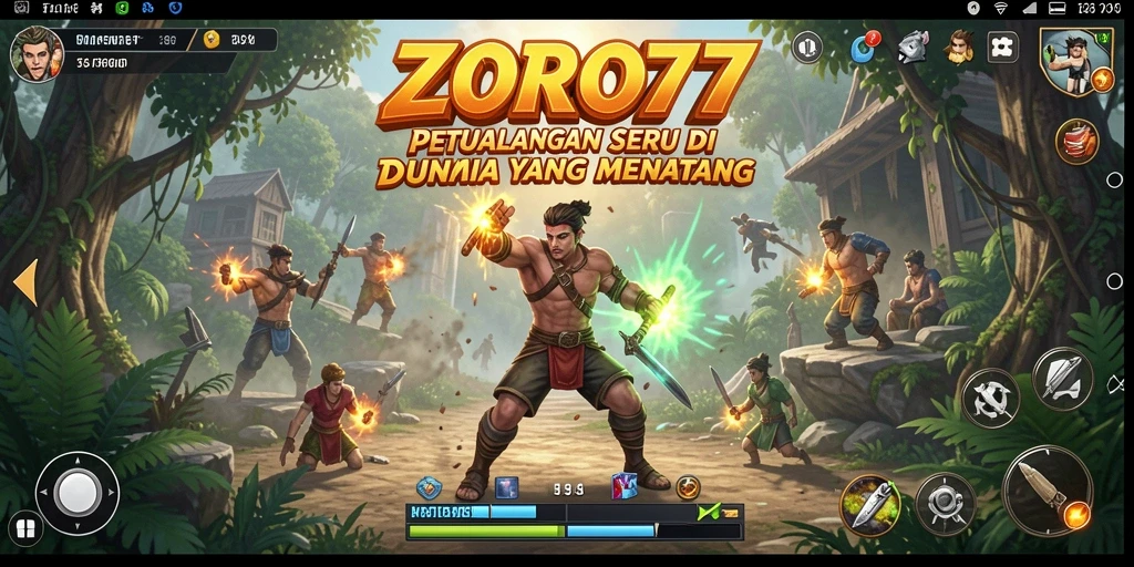 Screenshot gameplay ZORO77 yang menunjukkan aksi petualangan yang mendebarkan.